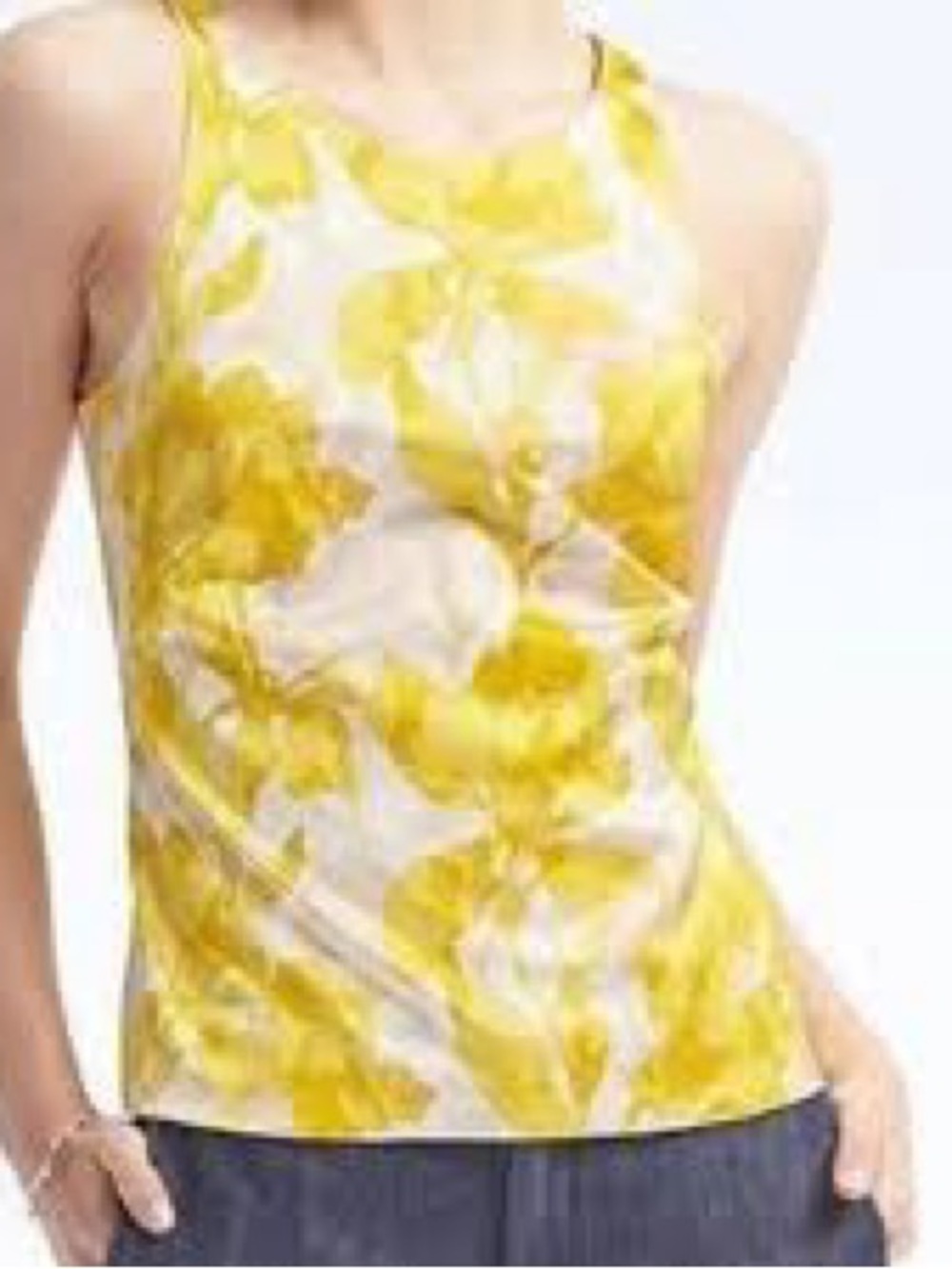 Banana Republic Yellow Floral Halter Tank size 0
